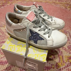 Kids Golden Goose 31 glitter, blue, star, mesh sneaker tennis shoes GGDB 13 kids